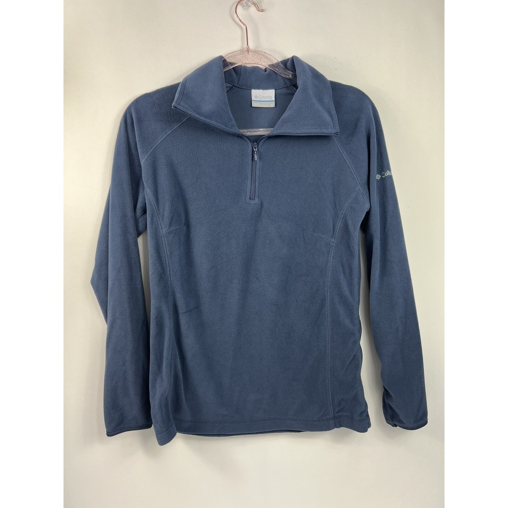 Columbia Sportswear Shirt Women's Sz M Blue Long‎ Sleeve 1/4 Zip Collared Logo